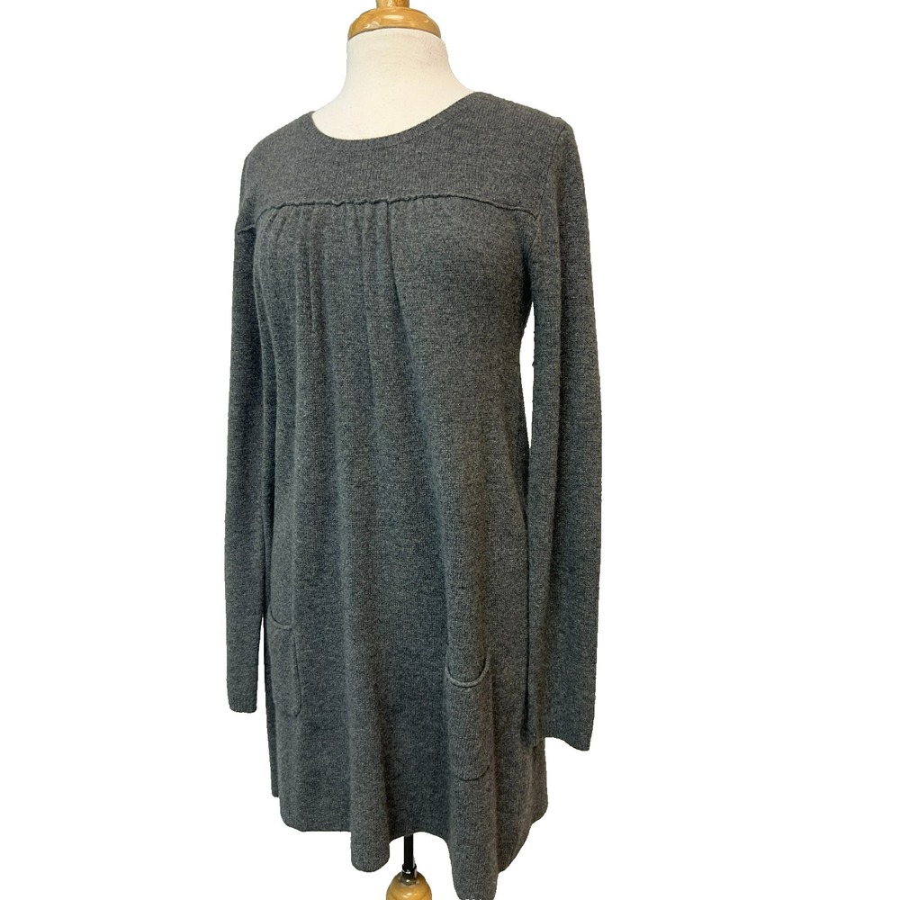 Calypso St. Barth Gray Cashmere Sweater Dress Shift Silhouette Scoop Neck SZ M